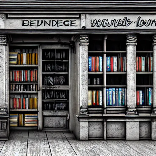 Image similar to unreal engine render of an old, dusty bookstore