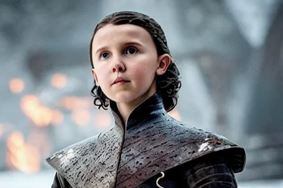 Image similar to “ very photorealistic photo of millie bobby brown in an episode of game of thrones, award - winning details ”