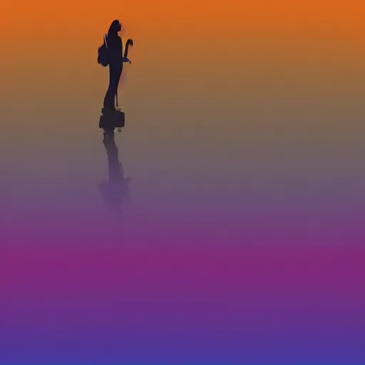 Prompt: silhouettes standing on a hill. beautiful gradients. Trending on artstation, behance.