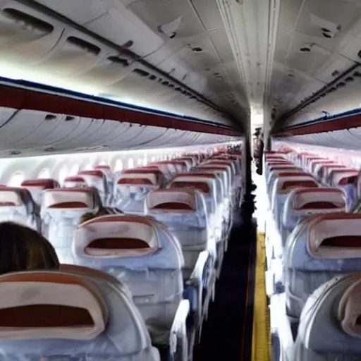 Prompt: last photo inside a japanese airplane cabin