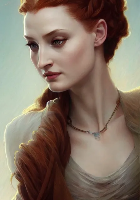 Image similar to sansa old mummy angeline jolie gessica chastain, intricate, elegant, highly detailed, digital painting, artstation, concept art, smooth, sharp focus, illustration, art by artgerm and greg rutkowski and alphonse mucha and william - adolphe bouguereau