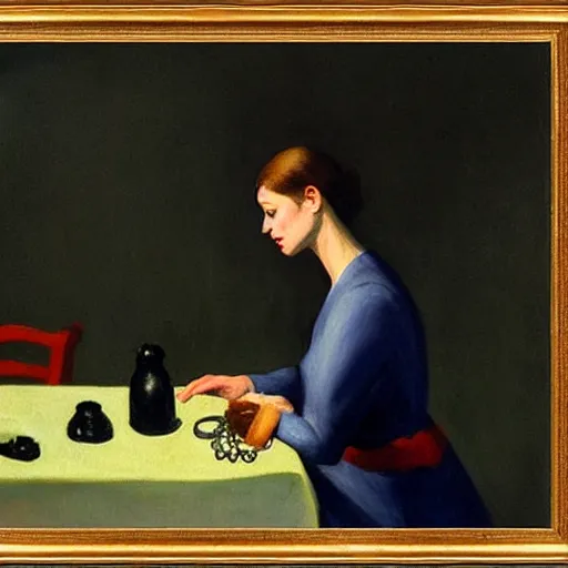 Image similar to The dog and the jewelry by Edward hopper