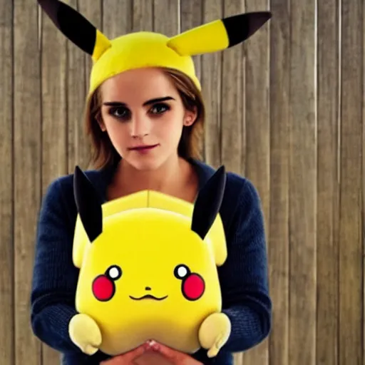 Image similar to photo of a pikachu with the face of emma watson