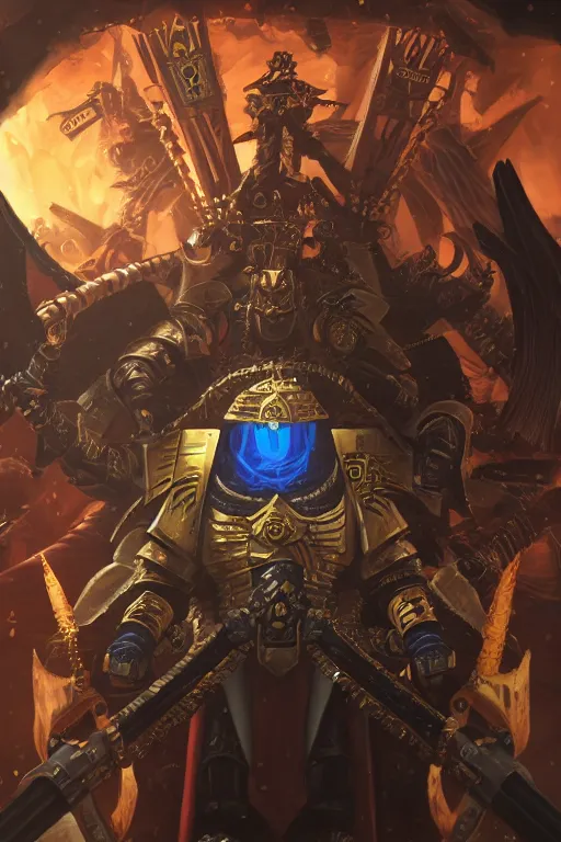 Image similar to queen portrait heros warhammer 4 0 k horus heresy fanart - the primarchs emperor by johannes helgeson animated with vfx concept artist & illustrator global illumination ray tracing hdr fanart arstation zbrush central hardmesh 8 k octane renderer comics stylized