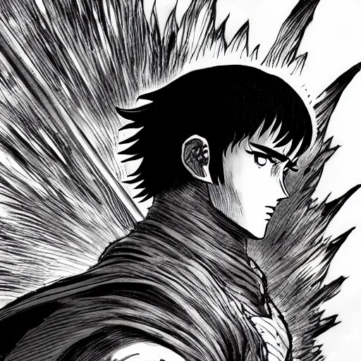giga chad drawn in the style of berserk manga, 4 k,, Stable Diffusion