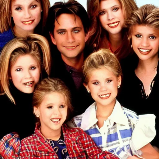 Image similar to the cast of full house 1 9 8 7, publicity photo