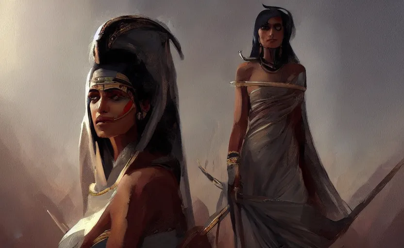 Image similar to A painting of a beautiful Egyptian woman trending on artstation in the style of Greg Rutkowski