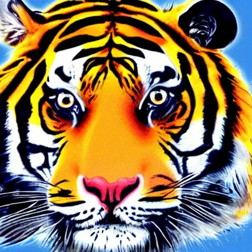 Image similar to A mix of a horse and a tiger, cartoon image