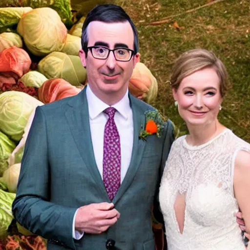 Image similar to john oliver marries a cabbage