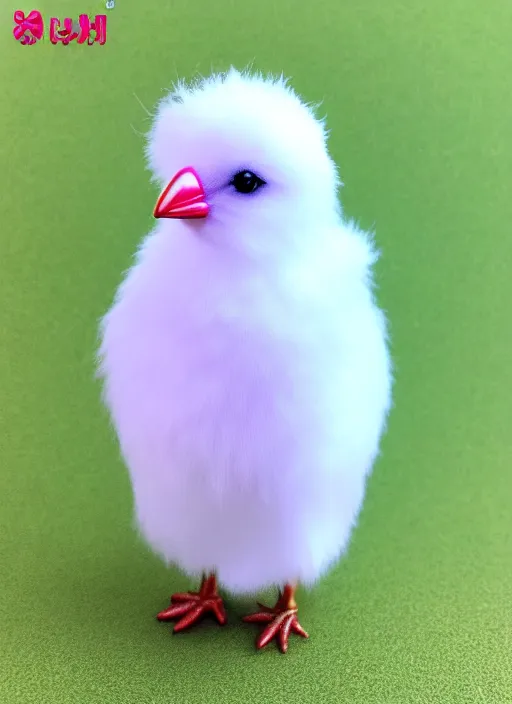 Prompt: 80mm resin detailed miniature of very fluffy spring chick, Product Introduction Photos, 4K, Full body, simple background