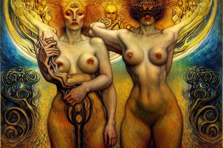 Image similar to Divine Chaos Engine by Karol Bak, Jean Delville, William Blake, Gustav Klimt, and Vincent Van Gogh, symbolist, visionary