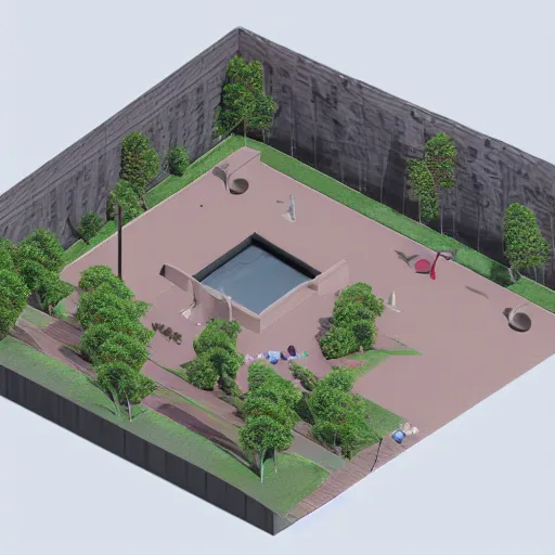 Image similar to isometric 3d Render of isnland