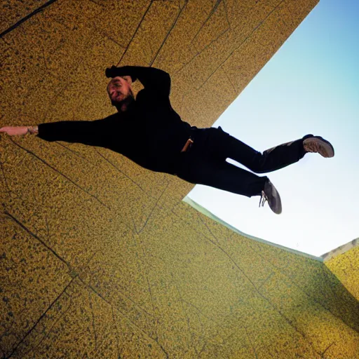 Image similar to pov of falling man, sleeves showing