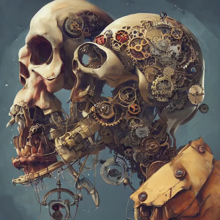 Prompt: a beautiful painting of a steampunk glass skull by sergey kolesov and vania zouravliov and pascal blanche and rhads. in style of colorful comic noir illustration, symmetry, sci fi, hyper detailed. octane render. trending on artstation