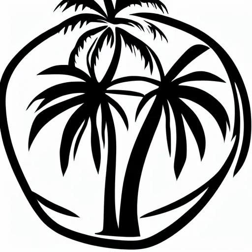 Image similar to palm tree in front of a volleyball vector logo, professional sports style, flat colour, svg, professional, sharp edges