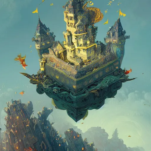 Prompt: a detailed portrait of a flying castle, by victo ngai and justin gerard, digital art, realistic painting, very detailed, sharp focus, fantasy, dnd, character design, trending on artstation