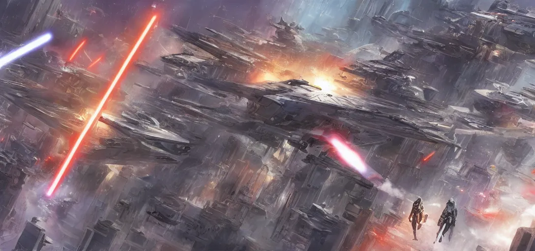 Prompt: Concept art for a Star Wars TV show about Coruscant