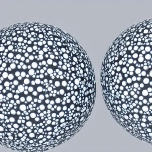 Image similar to metallic dendritic spheres connected with dendritic neurons