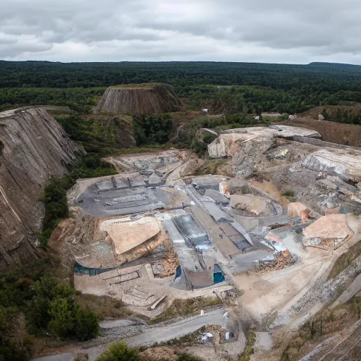 Prompt: birds eye view of sci-fi quarry