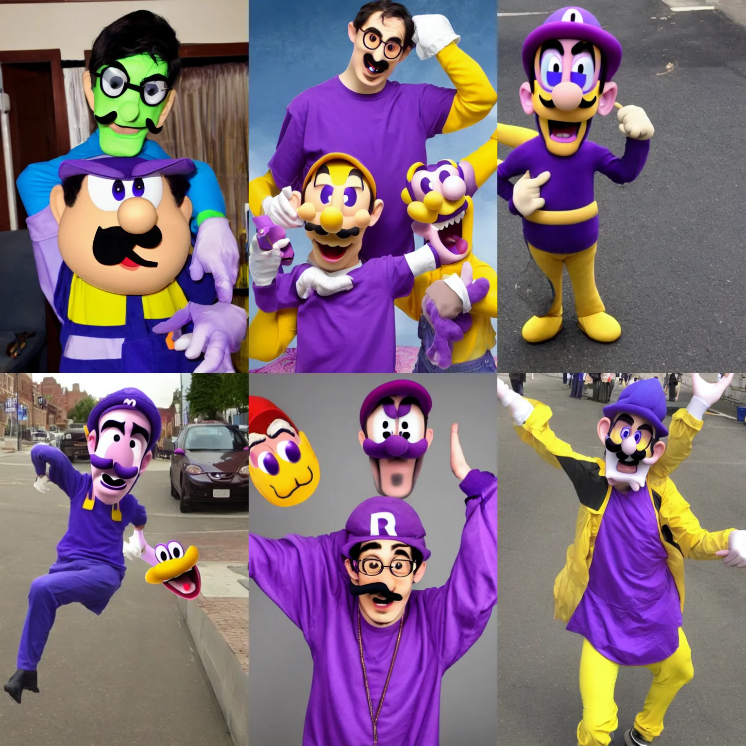 Prompt: Filthy Frank as Waluigi