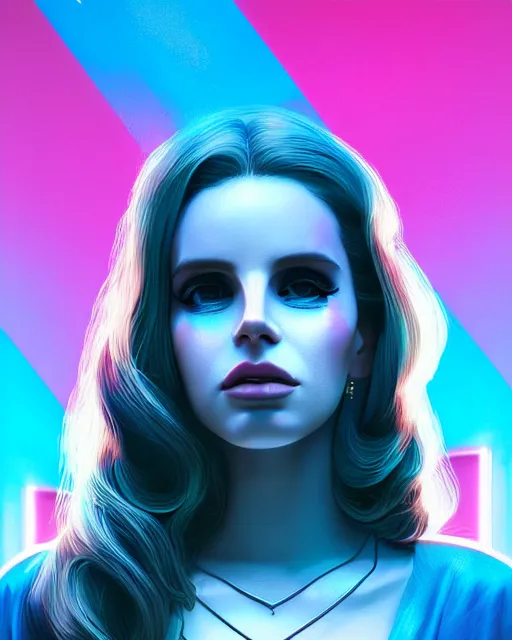 Prompt: portrait of lana del rey as a cyborg. realist abstract. key art. cyberpunk, blue and pink, intricate artwork. by tooth wu, wlop, beeple, dan mumford. 8 k octane render, trending on artstation, greg rutkowski very coherent symmetrical artwork. cinematic, hyperrealism, very detailed, iridescent accents