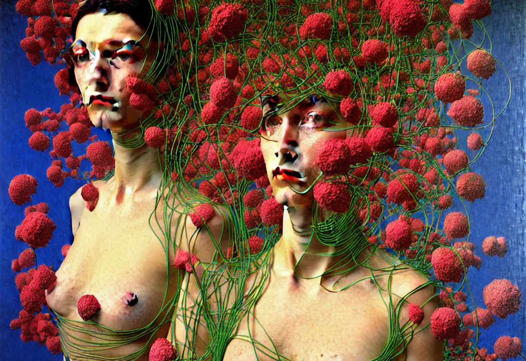 Prompt: cyberpunk girl wrapped in flowers and wired, ultra detailed high resolution, vintage style, painting by rene magritte, moebius, jean delville, max ernst, maria sybilla merian, alfred kubin, classicism mixed with hyperrealism, ultra detailed, high resolution, cinematic, detailed photo