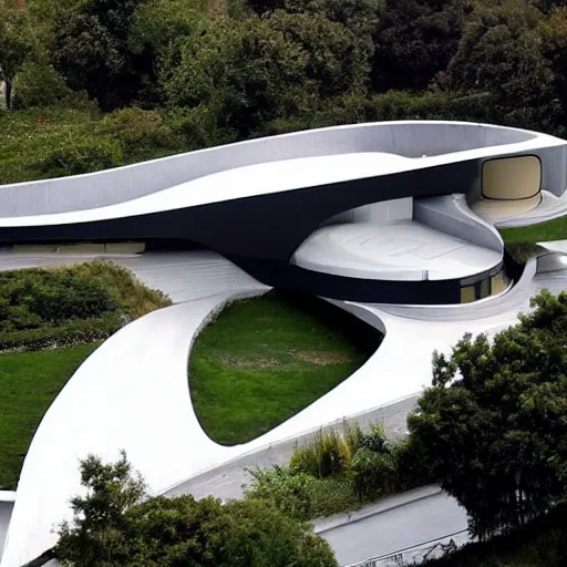 Image similar to house designed by zaha hadid