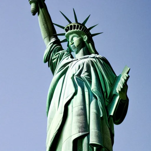 Image similar to brutalist statue of liberty