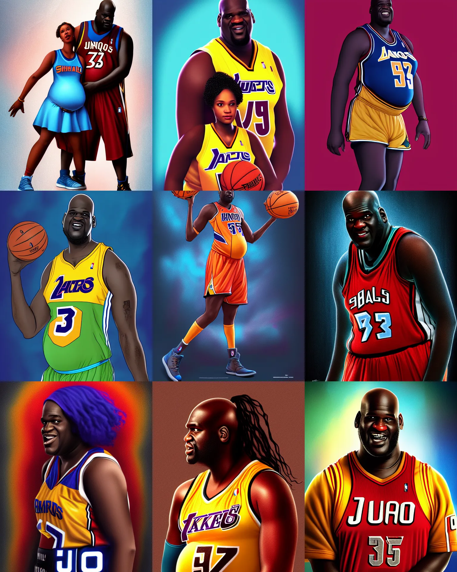 Prompt: juno promotional image, shaquille o'neil pregnant, shaq, juno, fan art, digital art, movie art, trending on artstation