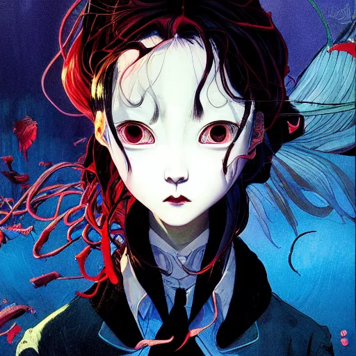 Image similar to prompt : antivampire character portrait soft light painted by james jean and katsuhiro otomo and erik jones, inspired by evangeleon anime, smooth face feature, intricate oil painting, high detail illustration, sharp high detail, manga and anime 1 9 9 9