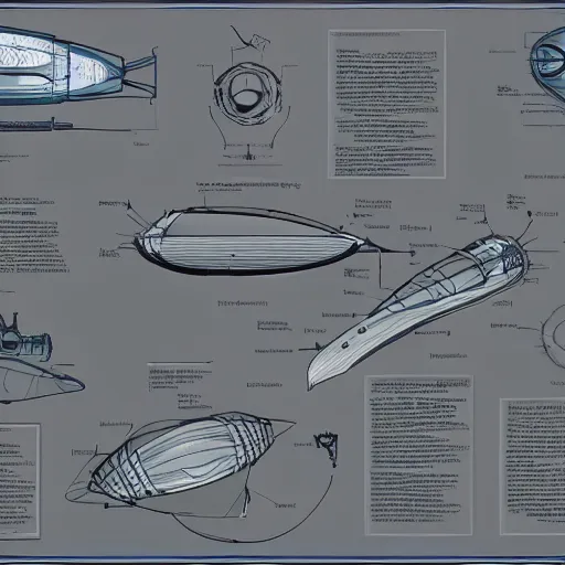 Image similar to trilobite submarine concept design, blueprint, engineering design