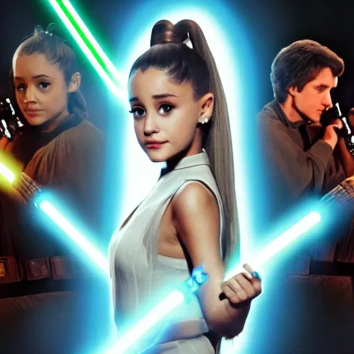Image similar to Ariana Grande in star wars. lightsaber,. 8K resolution. award winning photography,