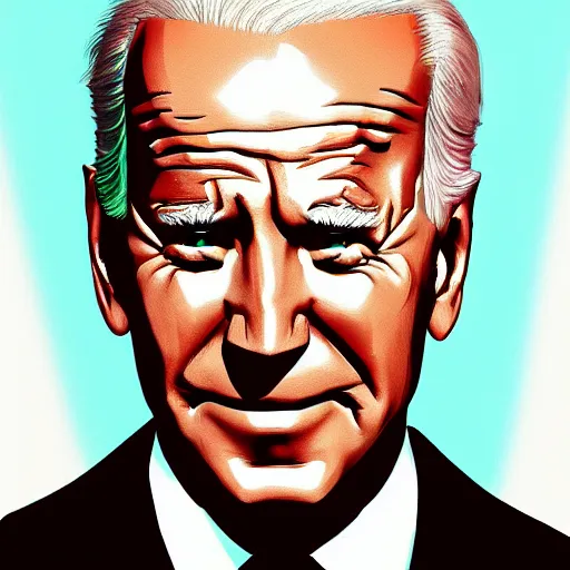 Image similar to joe biden with glowing eyes, artstation