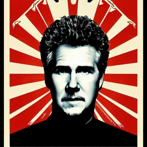 Image similar to will farrell poster by shepard fairey