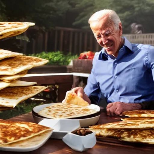 Image similar to jesus giving joe biden a quesadilla from heaven, cinematic lighting, film still