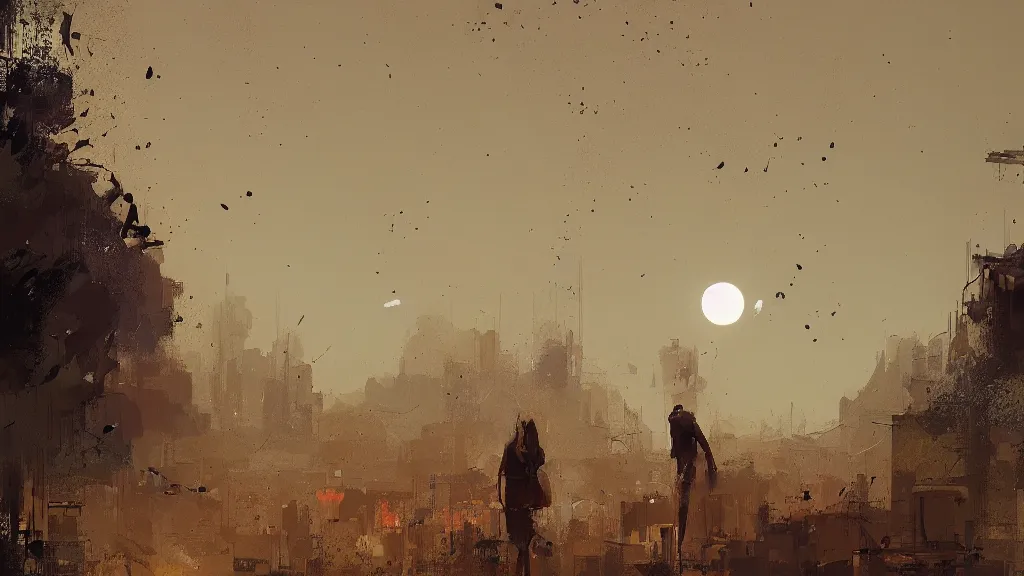 Prompt: The moon crashes into the earth, fault, a shock wave, pieces of land, frightening appearance, catastrophic, Breathtaking , the sun's rays through the dust, noise, Hans zimmer Soundtrack, Expectation, fear, art by ismail inceoglu,