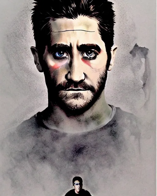 Image similar to jake gyllenhaal in donne darko, airbrush, drew struzan illustration art, key art, movie poster