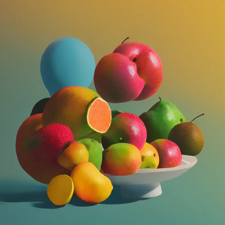 Prompt: still life fruit by beeple