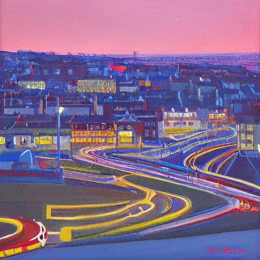 Prompt: North Laines Brighton , evening painted by Wayne Thiebaud