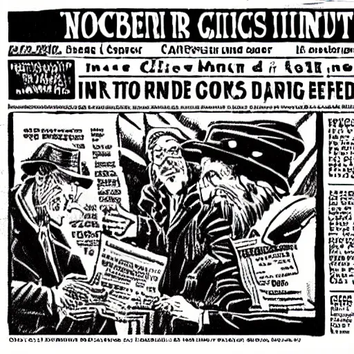 Prompt: Robert Crumb controversial comic, newspaper clipping, headline