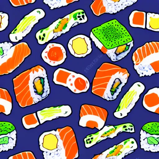 Image similar to seamless colorful sushi pattern