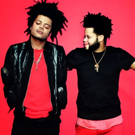 Image similar to Michael Jackson and Abel tesfaye, red background