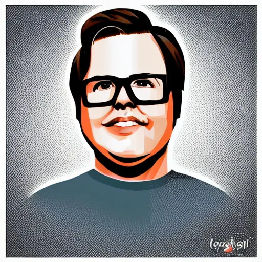 Image similar to clark duke hybrid, vector, svg sticker art