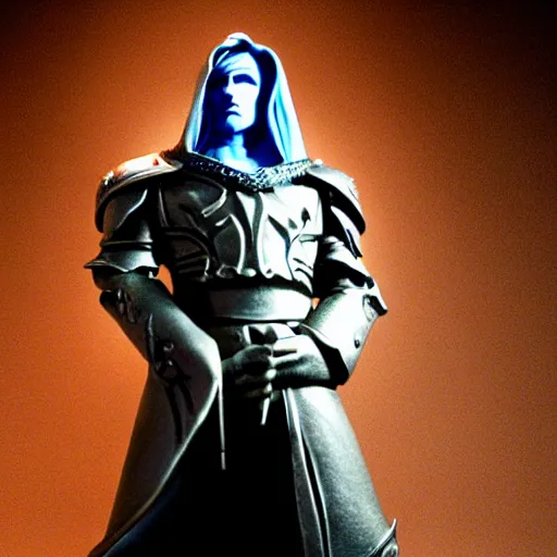 Image similar to arthas menethil as the american psycho, cinematic still