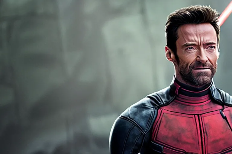 Prompt: a still of hugh jackman in deadpool, cinematic lighting, lens flare, shallow depth of field