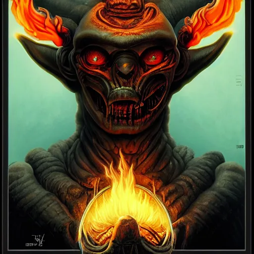 Prompt: doom giger alien demon portrait in hell, fire and flame , Pixar style, by Tristan Eaton Stanley Artgerm and Tom Bagshaw.