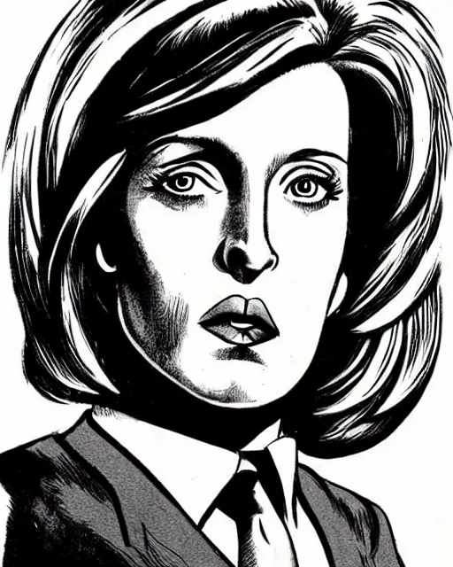 Image similar to a portrait of Dana Scully by Jack Kirby