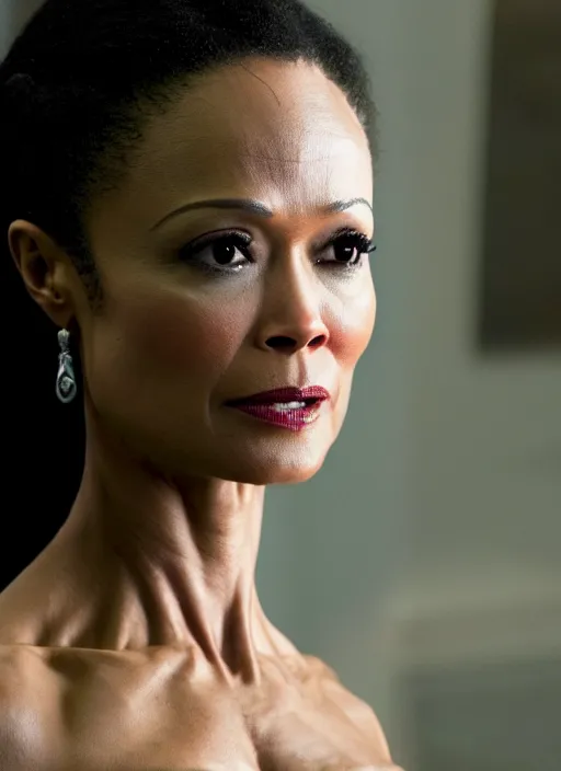 Image similar to 4 k still of thandiwe newton as superhirl, photorealistic, 8 k hd resolution