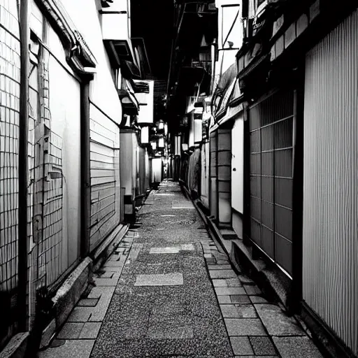 Image similar to japanese city back alleys by robert hubert