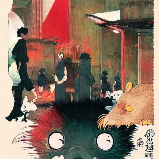 Image similar to a beautiful illustration of a capybara tokyo ghoul by studio ghibli, new contemporary art, comic book illustration, anime, satoshi kon